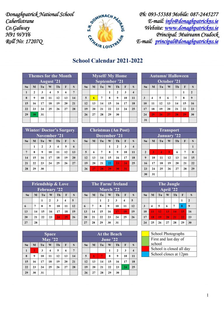 School Calendar – Donaghpatrick National School